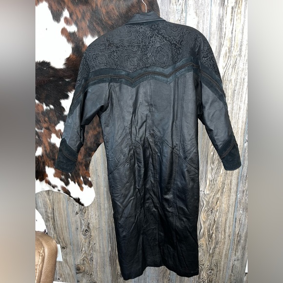 Vintage 80s Winlit black leather trench coat - Picture 6 of 10